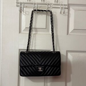 Chanel Black Chevron Shoulder Bag